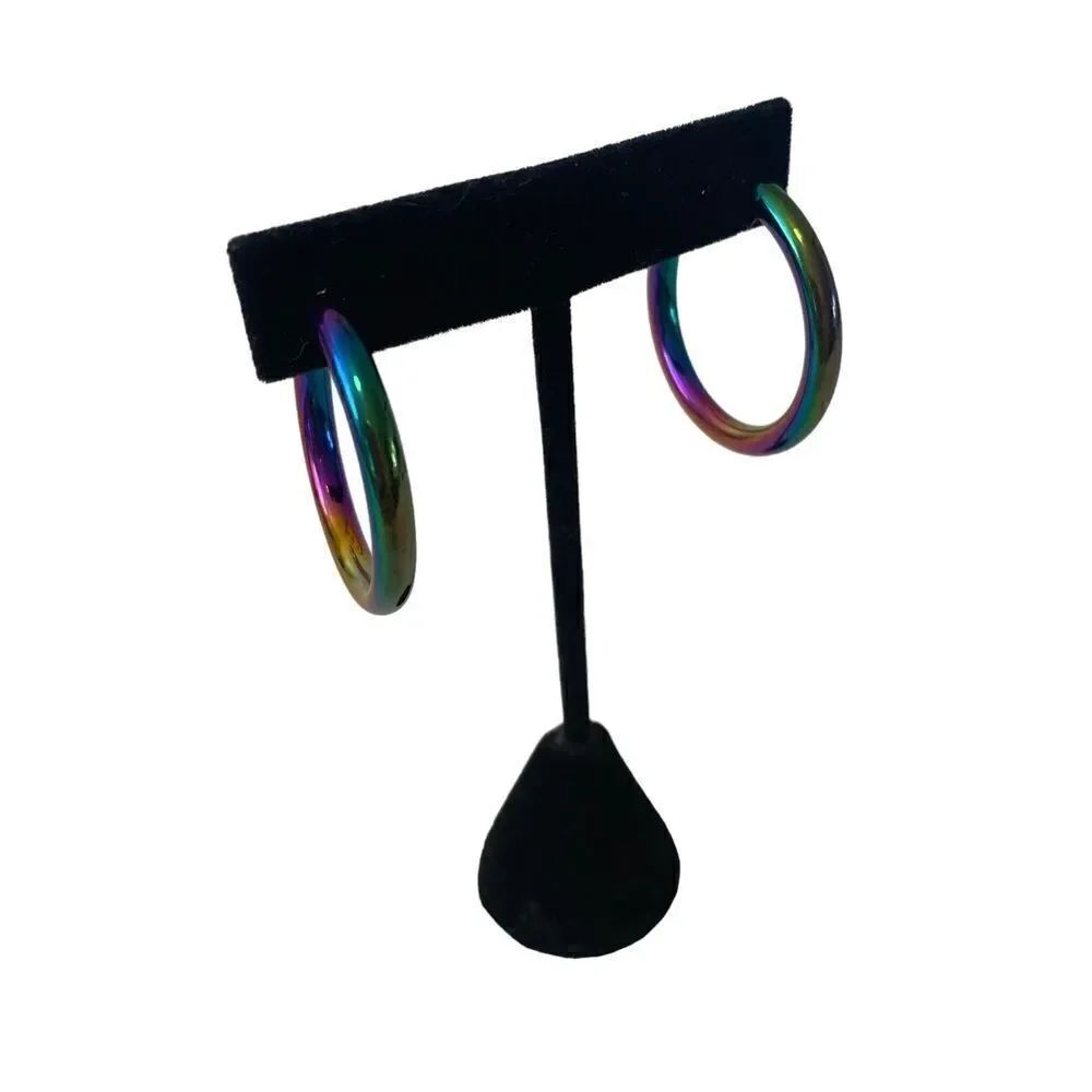 Iridescent Ombré Hoop Earrings. Gorgeous tones of Green, Blue, Purple & Gold.